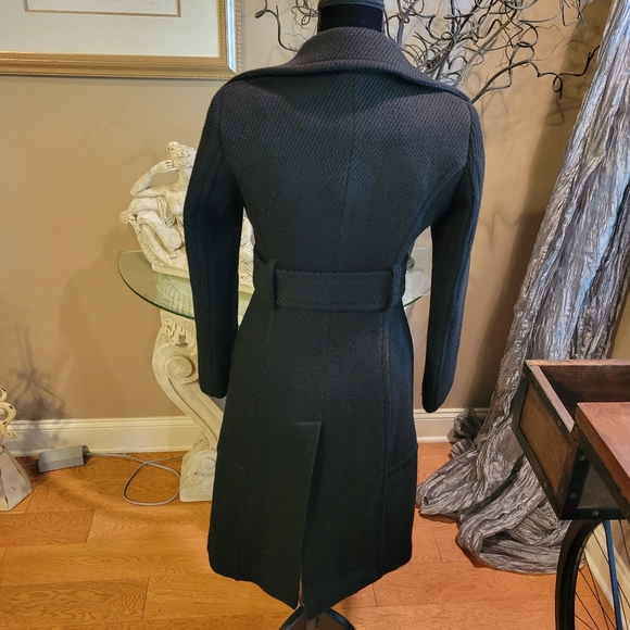 Bebe Knee Length Black Wool Pea Coat, in Size Extra Small.  H04 - Picture 9 of 16